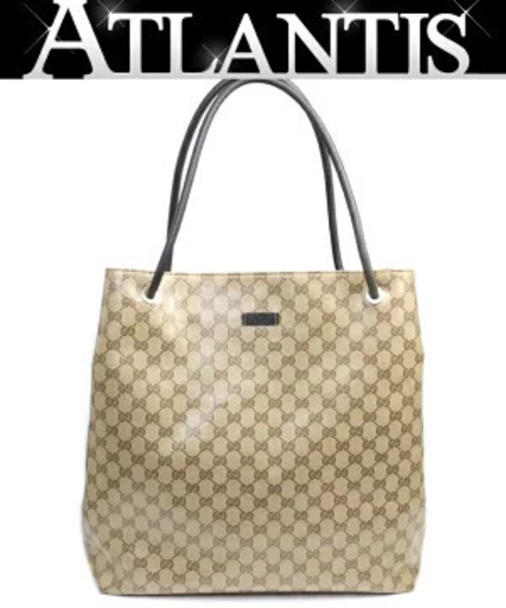 Gucci Crystal Tote Bag GG Canvas x Leather Beige Cream
